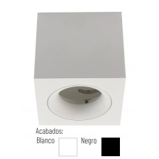 Foco superficie cuadrado 95*95*90mm orientable para Lámpara GU10/MR16, Blanco ó Negro