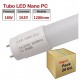Tubo LED T8 1200mm Nano PC Eco 18W, conexión 1 lado, Caja de 20 ud x 4,50€/ud.