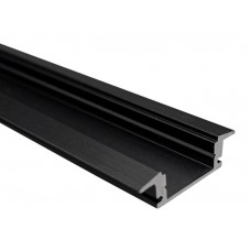 Perfil Aluminio Empotrar Negro U7E 25x8mm. para tiras LED, barra 2 Metros