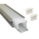 Perfil Aluminio Empotrar IP65 25x13mm. para tiras LED, barra 2 Metros -completo- (a 8,80€/mt.)