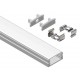 Perfil Aluminio Superficie ECO 17x7mm. para tiras LED, barra de 2 Metros -completo- (a 6€/m)