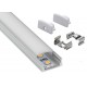 Perfil Aluminio Superficie ECO 17x7mm. para tiras LED, barra de 2 Metros -completo- (desde 3,45€/m)