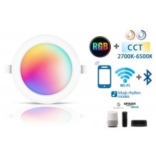 Downlight panel LED Redondo 145mm Blanco 9W SMART RGB+CCT WIFI+Bluetooth, para Smartphone y control voz