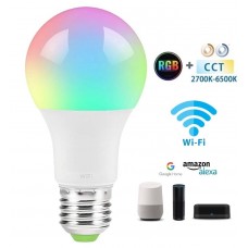 Lámpara LED Standard E27 9W RGB CCT Wifi, para Smartphone y control voz