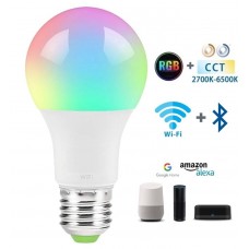 Lámpara LED Standard E27 9W RGB+CCT Wifi+Bluetooth, para Smartphone y control voz