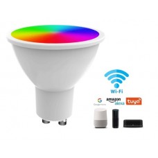 Lámpara LED GU10 SMD 4,5W 120º RGB+CCT Wifi, para Smartphone y control voz