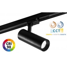 Foco Carril Trifásico LED COB MD16 30W Negro, CCT Seleccionable CRI90