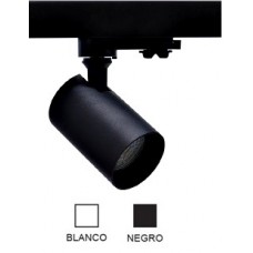 Foco Blanco ó Negro, Carril trifasico LED, Lámpara GU10 