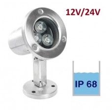 Foco exterior jardín con base IP68 INOX 3W 3000ºK 12/24V