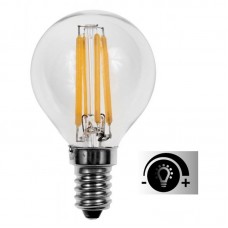 Lámpara LED Esferica Clara E14 4W Filamento 2700ºK Regulable