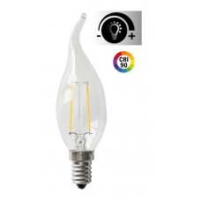 Lámpara LED Vela Clara Flama E14 4W Filamento 2700ºK CRI90 Regulable