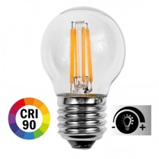 Lámpara LED Esférica Clara E27 2W Filamento 2400ºK CRI-90 Regulable