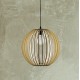 Lámpara Colgante Vintage Globo Madera Natural con p/lampara E27, cable y florón