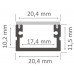 Perfil superficie aluminio anodizado 20x11mm para tiras LED, barra 2 Metros